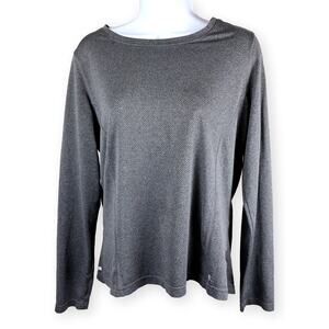 Danskin Now Gray Chevron Back Longsleeve Tee L